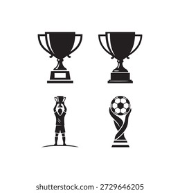 Winner champion trophy icon set 
