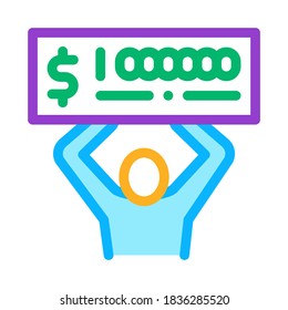 Winner with Check Million Icon Vector. Outline Winner with Check Million Sign. Isolated Contour Symbol Illustration