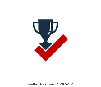 Winner Check Trophy Icon Logo Design Element