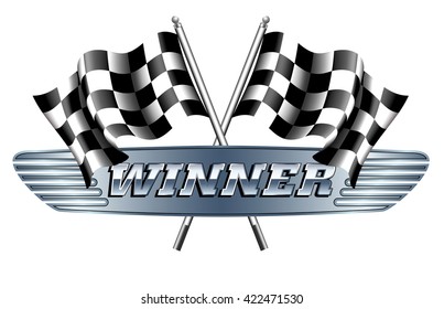 WINNER Checkered, Chequered Flags Motor Racing