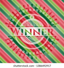 Winner christmas style badge. Vector Illustration. Detailed.