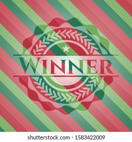 Winner christmas style badge. Vector Illustration. Detailed.