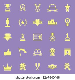 Winner color icons on violet background, stock vector
