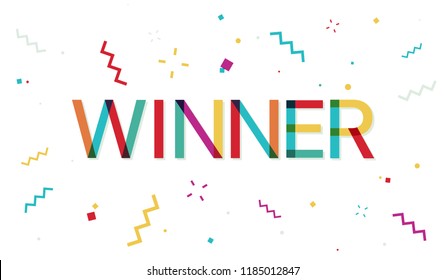 Winner colorful banner with confetti