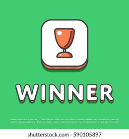 Winner colour square icon isolated vector illustration. Trophy, awards, winner cup symbol. Prize contest cup, champion achievement, win and success, victory prize logo or sign in line design.
