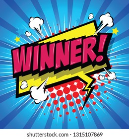 Winner! Comic Speech Bubble, Cartoon. art and illustration vector file.