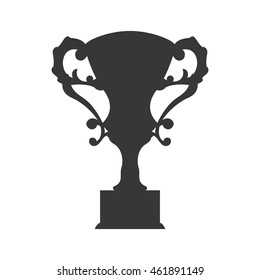 Winner and competition concept represented by trophy cup silhouette icon. Isolated and flat illustration