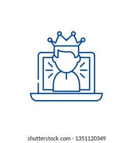 Winner in a computer game line icon concept. Winner in a computer game flat  vector symbol, sign, outline illustration.