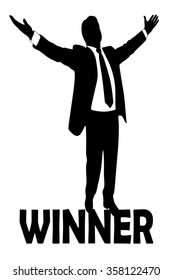 Winner concept, business man standing
