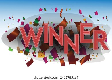 Winner concept confetti paper banner background design