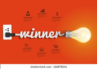 Winner concept, Creative light bulb idea abstract infographic layout, diagram, step up options, Vector illustration modern design template