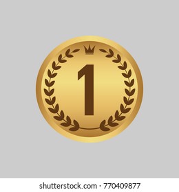 Winner concept. First place of competition. Gold medal.