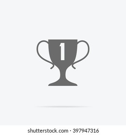 Winner concept goblet design flat icon. Winner award trophy success and victory and prize logo, competition sport winner game, reward and achievement vector illustration