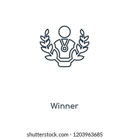 Winner concept line icon. Linear Winner concept outline symbol design. This simple element illustration can be used for web and mobile UI/UX.