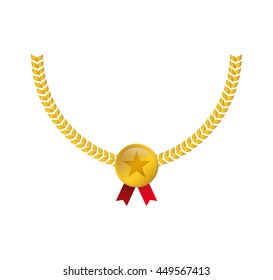 Winner concept represented by gold seal stamp icon. Isolated and flat illustration 