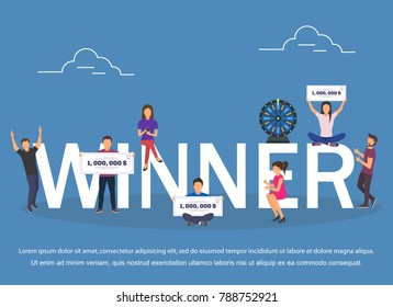 Winner concept set with winning combinations flat design
