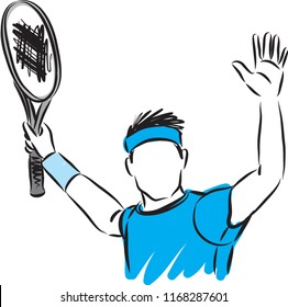 WINNER CONCEPT TENNIS PLAYER VECTOR ILLUSTRATION