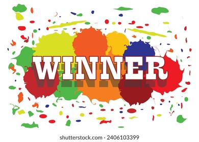 Winner confetti banner multicolor illustration