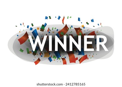 Winner confetti paper banner background design