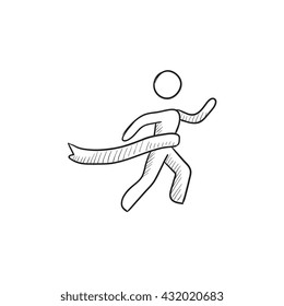 Sieger Kreuzung Ziel Vektorgrafik Symbol einzeln auf Hintergrund. Hand gezeichnete Sieger-Kreuzung Ziel-Symbol. Sieger Kreuzung beenden Sketch Symbol für Infografik, Website oder App.