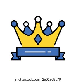 Winner crown vector filled outline icon. EPS 10 file