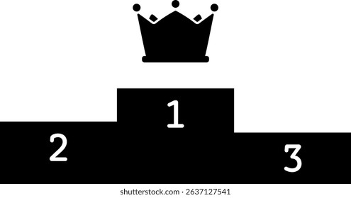 Winner Crowns on Podium Isolated Vector Silhouette