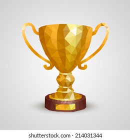 Winner Cup 3d Polygon. Vector Illustration