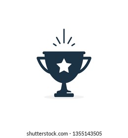 Winner cup Award with star Vector Icon Isolated on White Background.