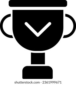 Winner cup black glyph icon. Achievement and award. Development motivation. Champion award. Business style. Silhouette symbol on white space. Solid pictogram. Vector isolated illustration
