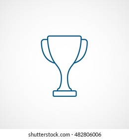 Winner Cup Blue Line Icon On White Background