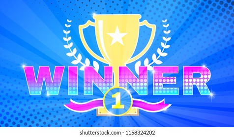 Winner cup with bright text