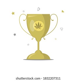 Winner cup with Cannabis leaf isolated illustration