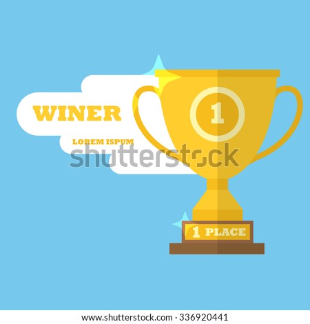 Winner cup flat design - trophy - first place
