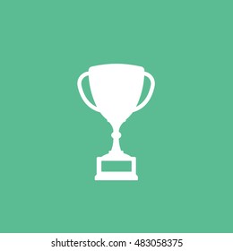 Winner Cup Flat Icon On Green Background