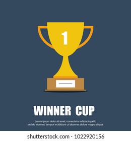 Winner cup flat symbol. Trophy cup icon