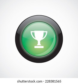 winner cup glass sign icon green shiny button. ui website button  