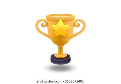 Winner cup, gold with star on white background