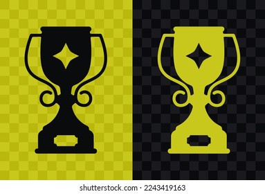 Copa del Ganador, icono de silueta vectorial de alta calidad. Silueta de icono de la copa ganadora aislada en fondo oscuro y transparente claro, símbolo de la copa ganadora.
