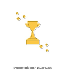 Winner cup icon, with black line. Flat design.