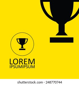 winner cup icon, black on yellow background 