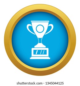 Winner cup icon blue vector isolated on white background for any design