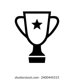 Winner cup icon. Champion trophy symbol, sport award sign. Winner prize, champions celebration winning concept isolated on white background. Reward victory vector illustration