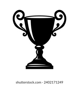 Winner cup icon. Champion trophy symbol, sport award sign. Winner prize, champions celebration winning concept isolated on white background. Reward victory vector illustration