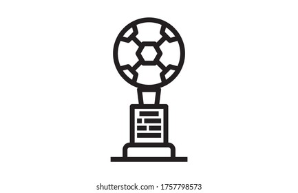 Winner cup icon. Championship soccer or football trophy, ball on top symbol, glyph style pictogram on white background. Sport sign for mobile concept and web design. Vector graphics.