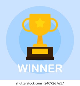 Winner cup icon. Flat, color, cup on a stand, winner cup design for the winner. Vector illustration