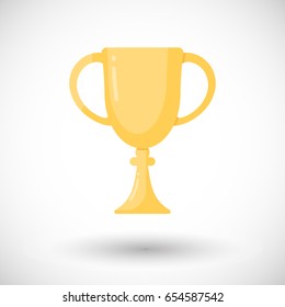 Winner cup icon, Flat design of sport trophy with round shadow, vector illustration