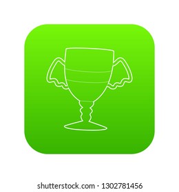 Winner cup icon green vector isolated on white background