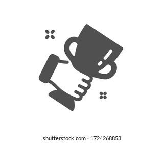 Winner cup icon. Hold trophy sign. Best achievement symbol. Classic flat style. Quality design element. Simple winner cup icon. Vector