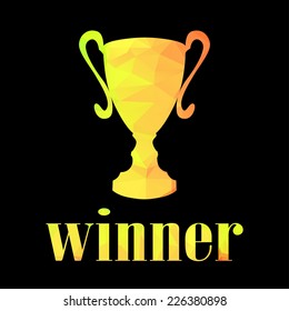 Winner cup icon, isolated on black background