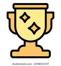 Winner cup icon outline vector. Prize award. First success color flat